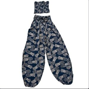 Navy and White Pineapple Print 2pc Set Size Small